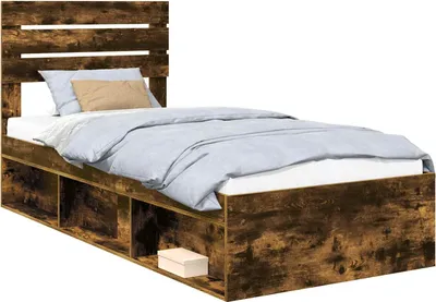Zdjęcie produktu dla vidaXL Rama łóżka z dębu wędzonego 90 x 190 cm z litego drewna sosnowego