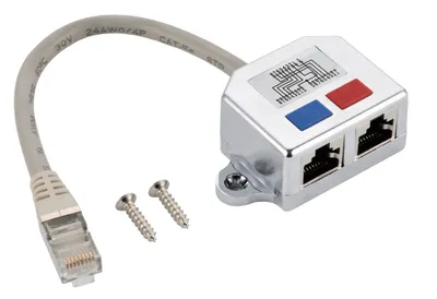 Image de Adaptateur T-Adapter Cat 5e Helos pour partage de ligne ISDN/ISDN, 0,15 m