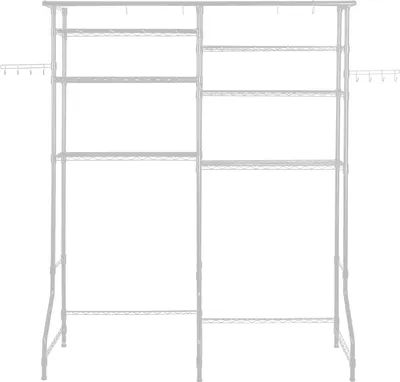 Image de SucceBuy Étagère de stockage pour lave-linge et sèche-linge, à deux rangées, 6 niveaux, blanc
