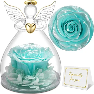 Produktbild von Ewige Rose Engel Figur Geschenke für Frauen Weihnachten Oma Mama Rot Rose Glitzerndes Glas