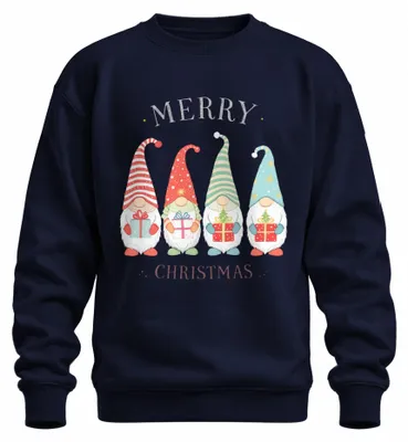 Productafbeelding van Fijne Kerst! Kerstelf, kerstkabouter, cadeau, schattig, uni, sweatshirt, trui, marineblauw, XXL