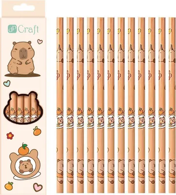 Image de Lot de 12 crayons HB avec un motif de capybara