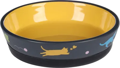 Immagine prodotto di Ciotola per mangiare e bere per fenicotteri Rani rotonda grigio scuro/giallo