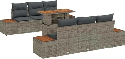 Obrázok produktu pre vidaXL Záhradná sedacia súprava s úložným priestorom 7 ks Grey Poly Rattan