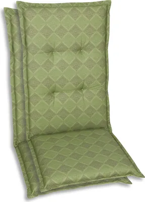 Produktbild von GO-DE Textil, Sesselauflage Mittellehner, 2er Set, Farbe: gruen, Maße: 108 cm x 50 cm x 6 cm, Rueckenhoehe: 60 cm