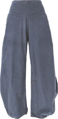 Produktbild von Weite Boho Cord Pluderhose, Feincord Boho Hose, Cordhose - Graublau, Damen, Baumwolle, Größe: S