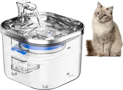 Obrázek produktu pro WF040 Pitná fontána pro kočky 2L/67oz Polonerezová pitná fontána pro domácí zvířata, automatický dávkovač vody s tichou vodní pumpou pro kočky, psy a jiná domácí zvířata, 5 V