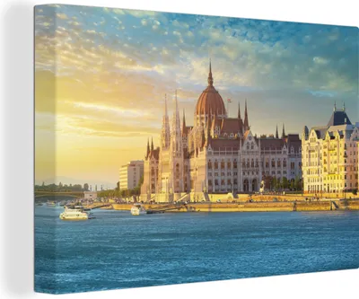 Produktbild von OneMillionCanvasses® - Leinwandbilder - 140x90 cm, Budapest - Wasser - Architektur, Wandbilder Kunstdruck Wanddekoration