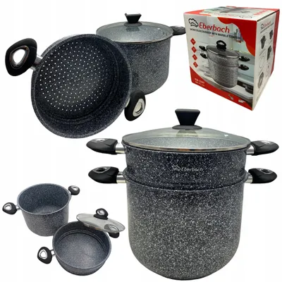 Produktbild von Eberbach Marmorierter Topf 2-in-1 mit Dampfeinsatz 24cm