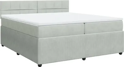 Imagen del producto de Cama con somier y colchón de la marca vidaXL, color gris claro, dimensiones 200x200 cm, tapizada en terciopelo