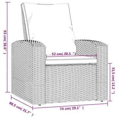 Immagine prodotto di vidaXL Poltrona da giardino regolabile con cuscino Grigio Poly Rattan
