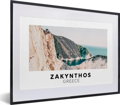 Produktbild von MuchoWow® Gerahmtes Poster Griechenland - Insel - Berge 40x30 cm - Poster mit Schwarzem Bilderrahmen Wandposter Rahmen Foto Bilder - Bilderrahmen - Poster im Rahmen