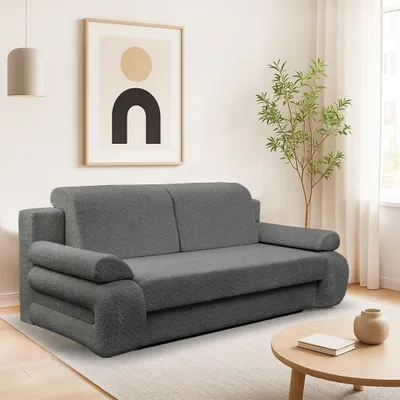 Produktbild von Sofa Schlafsofa Schlafcouch Sofabett Sofa mit Schlaffunktion und Bettkasten 205x80x98 grau Marcello 23 Zara
