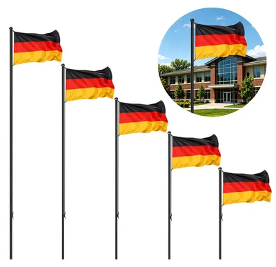Produktbild von Peviasot Aluminium Fahnenmast Schwarz Ø 50 mm, 6-teilig, mit Deutschlandflagge, Seilzug und Bodenhülse