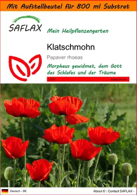 Produktbild von SAFLAX Garden in the bag - Klatschmohn - Papaver rhoeas - 27000 Samen - Mit Anzuchtsubstrat im praktischen, selbst aufstellenden Beutel
