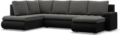 Produktbild von U-Sofa mit Schlaffunktion Foresta, Ottomane, Dunkelgrau + Schwarz