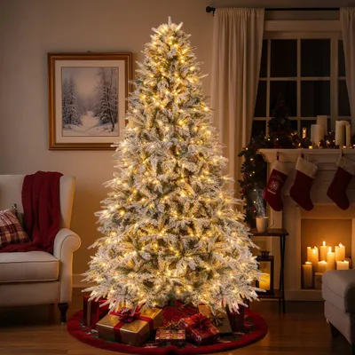 Obrázek produktu pro Umělý vánoční stromek se sněhovými vločkami 240 cm, 460 LED diod