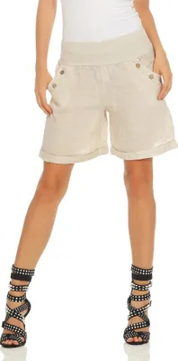 Produktbild von 280 Bermuda Shorts Damen Leinenshorts lockere kurze Hose Freizeithose 100% Leinen Shorts Sommer Strand Beige S