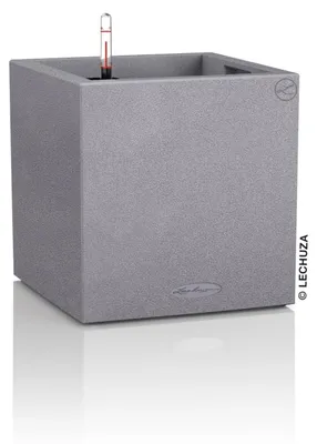 Produktbild von LECHUZA-Pflanzgefäß CANTO Stone 40 Low Steingrau | Pflanzgefäß mit Bewässerungssystem | Naturstein-Optik | 40 x 40 x 40 cm | 13720