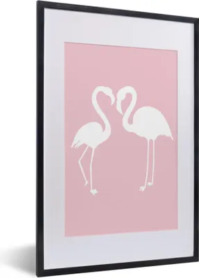 Produktbild von MuchoWow® MuchoWow® Gerahmtes Poster Rosa - Herz - Flamingo 40x60 cm - Poster mit zchwarzem Bilderrahmen - Poster in Rahmen