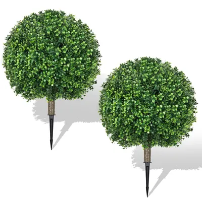 Produktbild von Kunstpflanze 65 cm - Künstliche Buxus Topiary - 2 Stück - UV-beständig - Immergrün