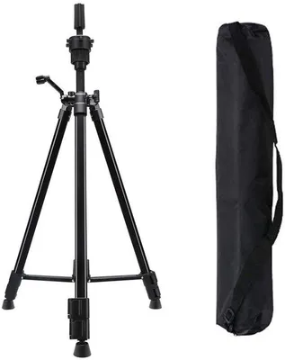 Produktbild von Unyqoos® Verstellbarer Metall-Perückenständer 61–161 cm – rutschfeste Basis, Haken, kompatibel mit Schaufenster- & Canvas-Perückenköpfen, inkl. Tragetasche