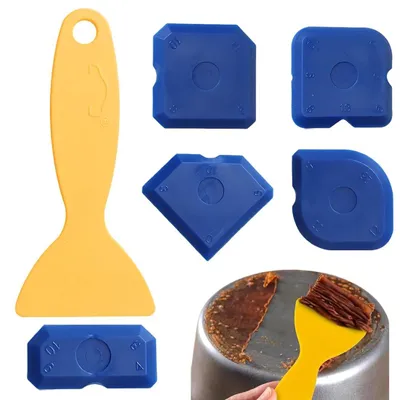 Produktbild von Fugenspachtel Fugenkratzer Silikonspachtel - Set mit 5 Stück - Edelstahl und Silikon - Zum Entfernen von Silikon
