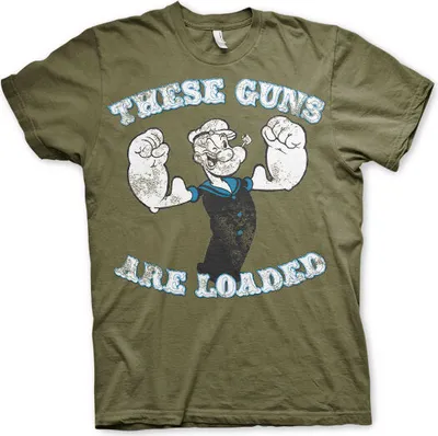 Produktbild von Popeye - These Guns Are Loaded T-Shirt - XX-Large - Olive