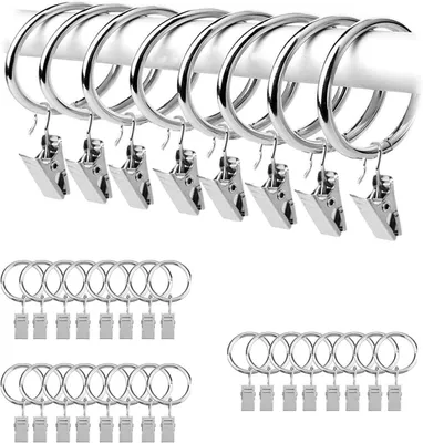 Imagen del producto de Anillos con gancho, 24 unidades, 38 mm, metal inoxidable, para cortinas