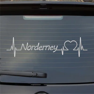 Produktbild von Heckscheibenaufkleber Norderney Herzschlag Puls Insel Nordsee Liebe 55x13 cm Silber Auto Aufkleber Sticker
