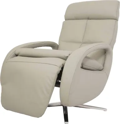 Produktbild von Relaxsessel HWC-L11, Design Fernsehsessel TV-Sessel Liegesessel, Liegefunktion drehbar, Voll-Leder  grau