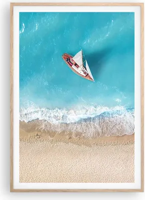 Produktbild von Gerahmtes Poster - Rahmen in heller Eiche - Yacht Sommer Meer - 70x100 cm - Wand Bild - Wanddeko - Wandbilder - Wandposter - Bilderrahmen - Bilder - Kunstdruck - Wandbild - P2NPA70x100-4140