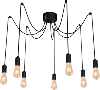 Zdjęcie produktu dla Lampa wisząca loftowa czarna regulowana Spindel 7xE27 15W Luminex