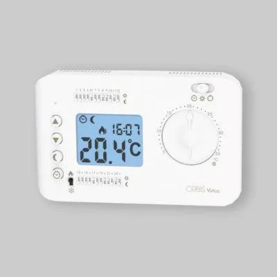 Produktbild von Digitaler Raumthermostat Virtus, weiß, mit Tagesprogrammierung