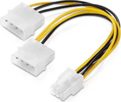 Produktbild von adaptare 35106 2-mal 4-polig IDE Molex auf 1-mal 6-polig PCI-E Strom-Adapter-Kabel für Grafikkarte 15 cm