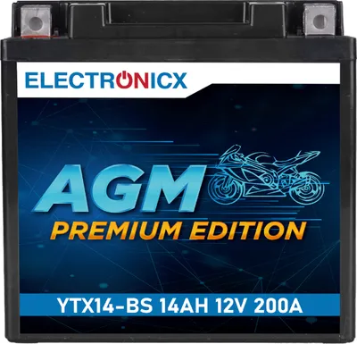 Produktbild von Electronicx YTX14-BS AGM Motorradbatterie 12V 14Ah ▶ Wartungsfrei  Motorrad Quad