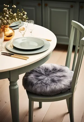 Image de Lamswollen coussin de siège, diamètre 40 cm - Gris