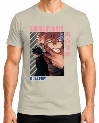 Imagen del producto de Camiseta para hombre con diseño de Sukuna Ryoumen de Jujutsu Kaisen, con temática de demonio, ojos rojos, estilo otaku y estética anime, color natural, talla XL