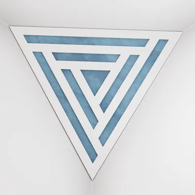Produktbild von 2er-Pack – Deckenecken-Bassfalle "Triangle-F" | Pyramidenförmiger Akustikschaum mit laminierter HDF-Platte und Stoff [SCIFI -Weiß|Blau]