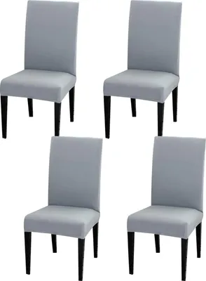 Produktbild von MODFU 4 Stück Stuhlhusse Stretch Anthrazit elastischer Universal Stuhlüberzug Esszimmer Dehnbar für Hochzeiten und Feiern Geburtstag Dekoration Hellgrau