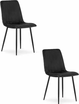 Obrázek produktu pro Židle Valora LAVA Black Velvet x2 | Pár černých sametových židlí pro elegantní interiéry