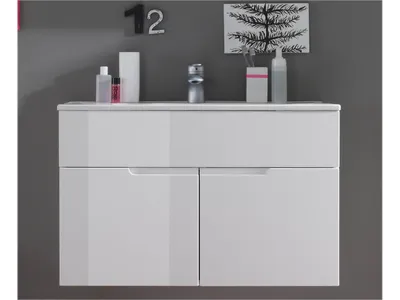 Produktbild von Waschtisch-Set >Suzette< in Weiß aus Keramik - 81x55x47cm (BxHxT)
