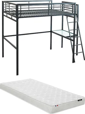 Produktbild von CASUAL Mezzaninbett - Schreibtischplatte - Farbe anthrazit und Schaumstoffmatratze 140 × 190 cm