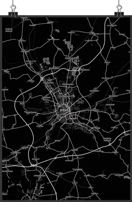 Produktbild von Mr. & Mrs. Panda Bild Erfurt DIN A3 - Geschenk, drucke, Wandbild, Stadt Dorf Karte Landkarte Map Stadtplan, Kunstdruck, Plakat, wanddeko