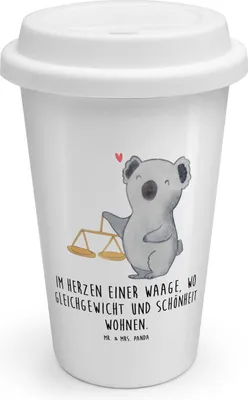 Produktbild von Mr. & Mrs. Panda Kaffeebecher To Go Waage Astrologie - Weiß - Geschenk, Thermokaffeebecher, Sternzeichen, Thermobecher, Coffee Becher, Tierkreiszeichen, ToGo