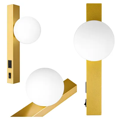 Produktbild von MasterLED Wandleuchte – gold – Schalter – USB A+C – wandleuchte – wandlampe modern – BALI-10