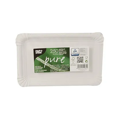 Image de Papstar assiettes jetables en carton rectangulaire blanc 13 x 20 cm 250 pièces
