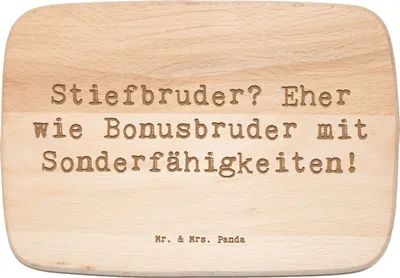 Produktbild von Mr. & Mrs. Panda Schneidebrett Spruch Stiefbruder - Transparent - Geschenk, Familienleben, Geburtstage, Küchenbrett, schneidbrett, massivholzbrett, Frühstücksbrett