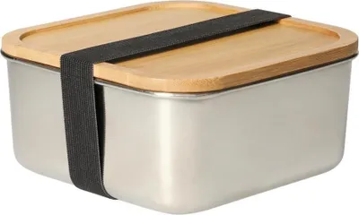 Produktbild von Vorratsdose "Vesper" groß – Edelstahl Lunchbox für Kinder & Erwachsene mit edlem Bambusdeckel, perfekt als Vesperbox für die Schule & Arbeit - silber/natur