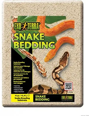 A bag of snake bedding with images of snakes on it.